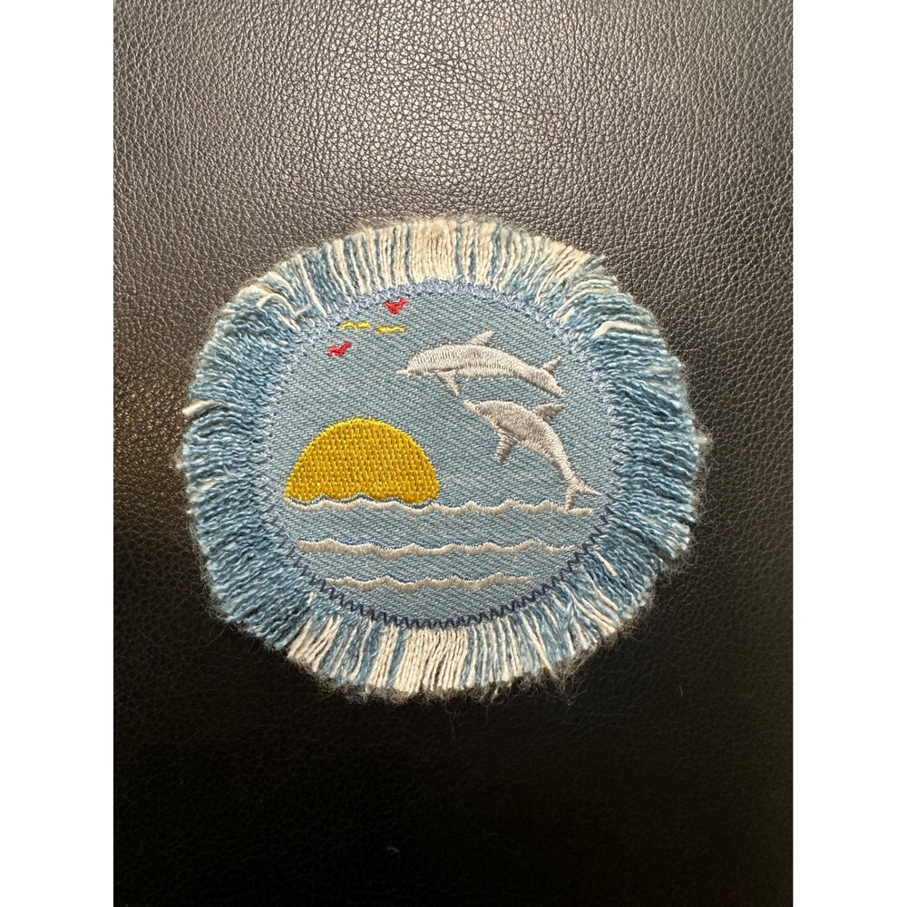 Dolphin Sunset Embroidered Iron on Patch Applique Iron On‎ Sew On Coastal Ocean